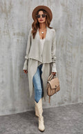 ✨ Cardigan oversize gris à effet froissé – Style bohème