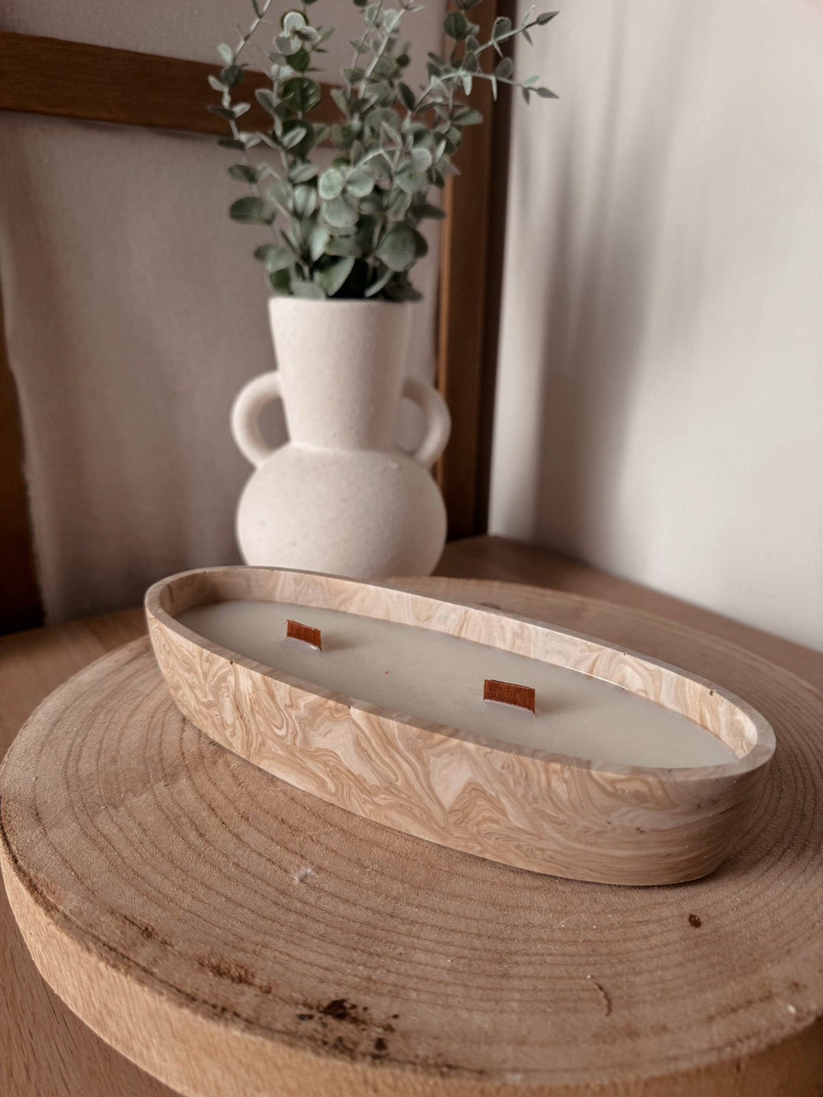 🌸 Bougie artisanale en Jesmonite – Fleur de cerisier