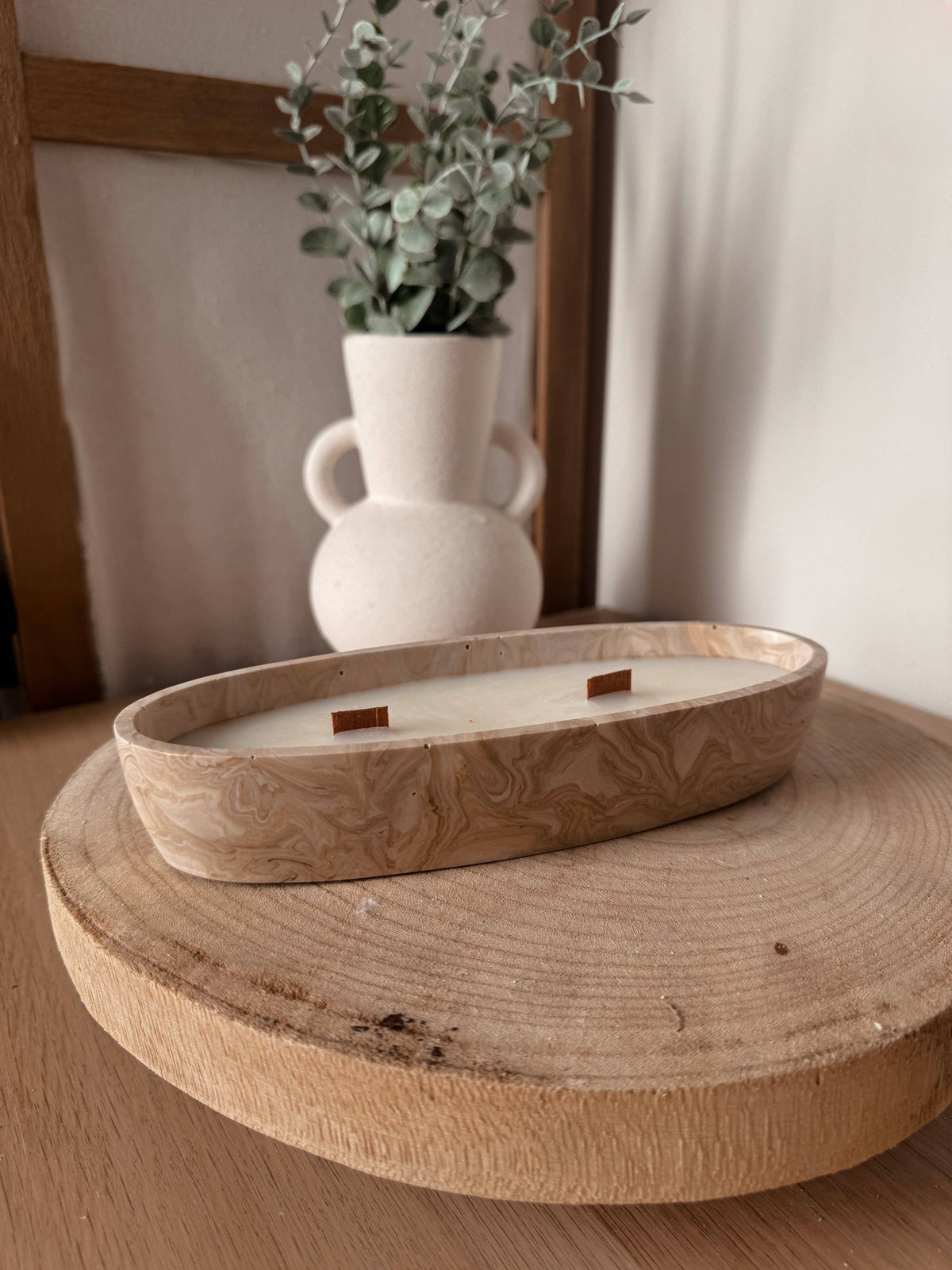 🌸 Bougie artisanale en Jesmonite – Fleur de cerisier