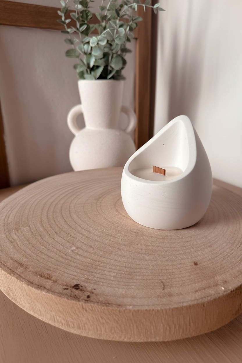 Bougie droite pot blanc même forme