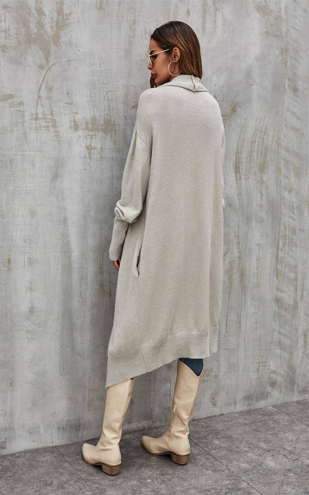 ✨ Cardigan oversize gris à effet froissé – Style bohème