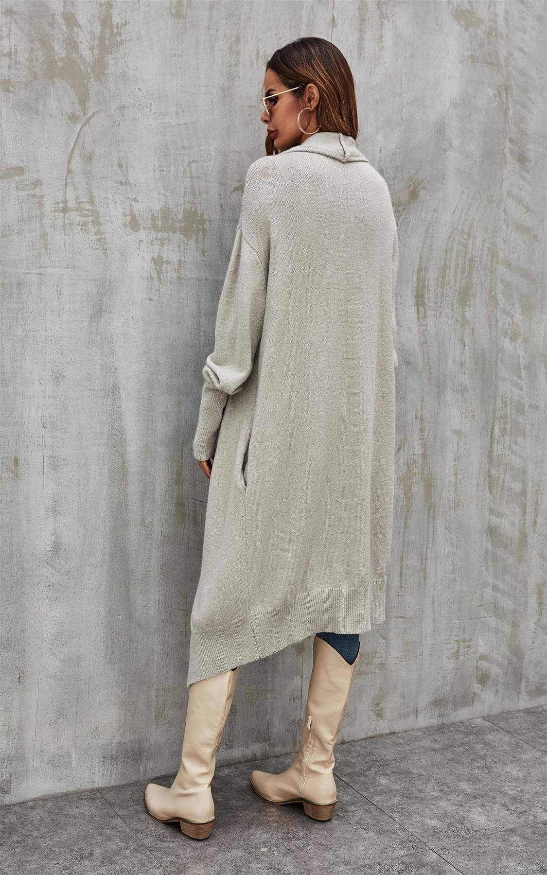 ✨ Cardigan oversize gris à effet froissé – Style bohème