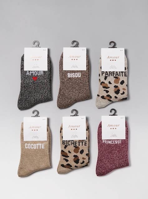 ✨ Chaussettes pailletées à messages